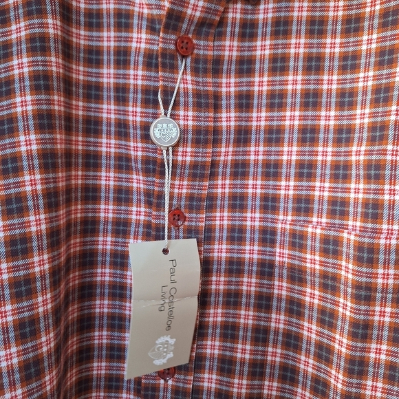 NWT Paul Costelloe Regular Fit Plaid Light Flannel Button Down Mens Shirt Size L - Picture 3 of 7